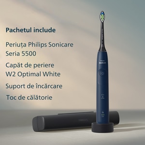 Periuta de dinti electrica PHILIPS Sonicare 5500 HX7113/01, 62000 miscari/min, 2 programe, 1 capat, albastru inchis Periuta de dinti electrica PHILIPS Sonicare 5500 HX7113/01, 62000 miscari/min, 2 programe, 1 capat, albastru inchis