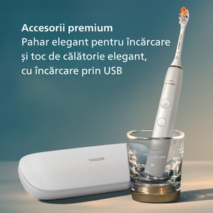 Periuta de dinti electrica PHILIPS Sonicare Diamond Clean HX9911/23, 62000 miscari/min, Curatare 3D, 4 programe, 1 capat, alb Periuta de dinti electrica PHILIPS Sonicare Diamond Clean HX9911/23, 62000 miscari/min, Curatare 3D, 4 programe, 1 capat, alb