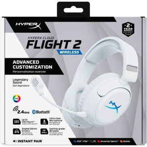 Casti Gaming Wireless HYPERX Cloud Flight 2, multiplatforma, alb Casti Gaming Wireless HYPERX Cloud Flight 2, multiplatforma, alb