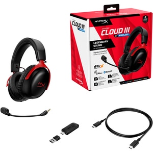 Casti Gaming Wireless HyperX Cloud III S, DTS Headphone:X Spatial Audio, multiplatforma, negru-rosu Casti Gaming Wireless HyperX Cloud III S, DTS Headphone:X Spatial Audio, multiplatforma, negru-rosu