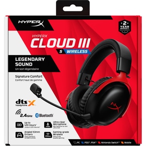 Casti Gaming Wireless HyperX Cloud III S, DTS Headphone:X Spatial Audio, multiplatforma, negru-rosu Casti Gaming Wireless HyperX Cloud III S, DTS Headphone:X Spatial Audio, multiplatforma, negru-rosu