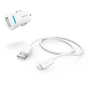 Incarcator auto HAMA 201610, 12W, Lightning, alb Incarcator auto HAMA 201610, 12W, Lightning, alb