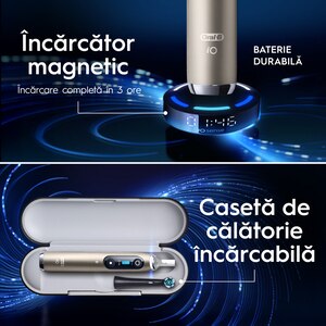Periuta de dinti electrica ORAL-B iO10 Lunar Gold, iO Sense Cleaning Coach, 7 programe, 1 capat, auriu Periuta de dinti electrica ORAL-B iO10 Lunar Gold, iO Sense Cleaning Coach, 7 programe, 1 capat, auriu