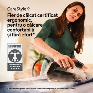 Statie de calcat BRAUN CareStyle 9 IS9090BK, 2700W, 750g/min, 2l, talpa Eloxal Plus, negru-auriu Statie de calcat BRAUN CareStyle 9 IS9090BK, 2700W, 750g/min, 2l, talpa Eloxal Plus, negru-auriu