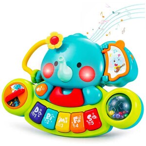 Jucarie interactiva HOLA Elefant pianina muzicala 037007675, 6 luni+, multicolor Jucarie interactiva HOLA Elefant pianina muzicala 037007675, 6 luni+, multicolor