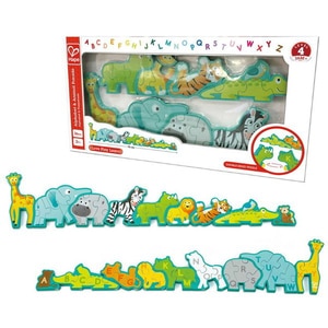 Puzzle 2in1 HAPE Alfabet si animale E1627, 3 ani+, 26 piese Puzzle 2in1 HAPE Alfabet si animale E1627, 3 ani+, 26 piese