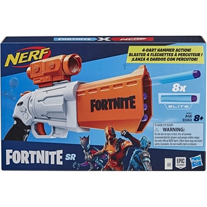 Blaster NERF Fortnite - SR7 E9391, 8 ani+, alb-portocaliu Blaster NERF Fortnite - SR7 E9391, 8 ani+, alb-portocaliu
