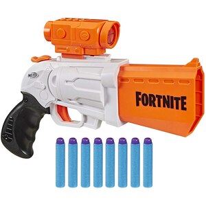 Blaster NERF Fortnite - SR7 E9391, 8 ani+, alb-portocaliu Blaster NERF Fortnite - SR7 E9391, 8 ani+, alb-portocaliu