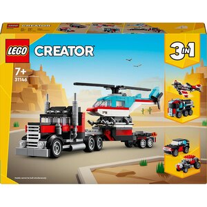 LEGO Creator 3in1: Camioneta-platforma cu elicopter 31146, 7 ani+, 270 piese LEGO Creator 3in1: Camioneta-platforma cu elicopter 31146, 7 ani+, 270 piese