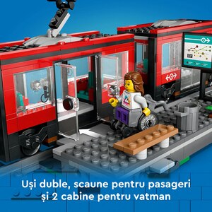 LEGO City: Statie si tramvai in centrul orasului 60423, 7 ani+, 811 piese LEGO City: Statie si tramvai in centrul orasului 60423, 7 ani+, 811 piese