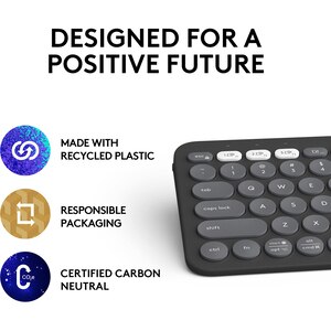 Tastatura Wireless LOGITECH Pebble Keys 2 K380s Multi-Device, Bluetooth, Layout US INT, negru Tastatura Wireless LOGITECH Pebble Keys 2 K380s Multi-Device, Bluetooth, Layout US INT, negru