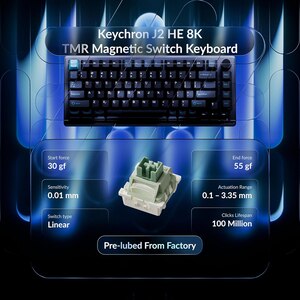 Tastatura Gaming mecanica KEYCHRON J2 HE 8K, switch-uri magnetice TMR, USB, Layout US, negru Tastatura Gaming mecanica KEYCHRON J2 HE 8K, switch-uri magnetice TMR, USB, Layout US, negru