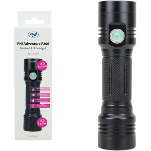 Lanterna LED PNI Adventure F200, 4000mAh, IPX4, micro USB, negru Lanterna LED PNI Adventure F200, 4000mAh, IPX4, micro USB, negru