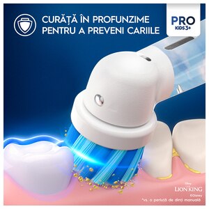 Periuta de dinti electrica copii ORAL-B Pro Kids Lion King, 7600 miscari/min, 2 programe, 1 capat, rosu Periuta de dinti electrica copii ORAL-B Pro Kids Lion King, 7600 miscari/min, 2 programe, 1 capat, rosu