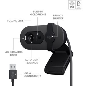 Camera Web LOGITECH Brio 100, Full HD 1080p, negru Camera Web LOGITECH Brio 100, Full HD 1080p, negru