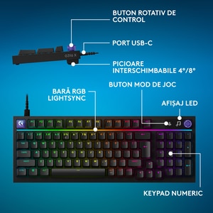 Tastatura Gaming LOGITECH G316 X, USB, Layout US, negru Tastatura Gaming LOGITECH G316 X, USB, Layout US, negru