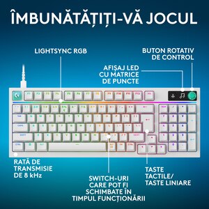 Tastatura Gaming LOGITECH G316 X, USB, Layout US, alb Tastatura Gaming LOGITECH G316 X, USB, Layout US, alb