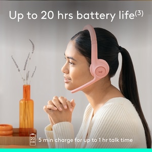 Casti PC Wireless LOGITECH Zone 300, Bluetooth, roz Casti PC Wireless LOGITECH Zone 300, Bluetooth, roz