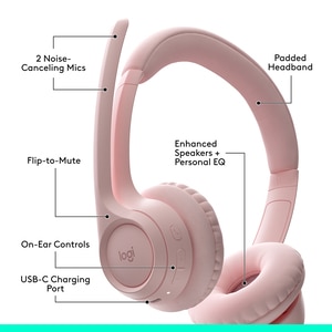 Casti PC Wireless LOGITECH Zone 300, Bluetooth, roz Casti PC Wireless LOGITECH Zone 300, Bluetooth, roz