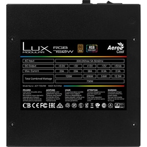 Sursa PC AEROCOOL Lux RGB, 750W, 120mm, 80 Plus Bronze, Semi Modular Sursa PC AEROCOOL Lux RGB, 750W, 120mm, 80 Plus Bronze, Semi Modular