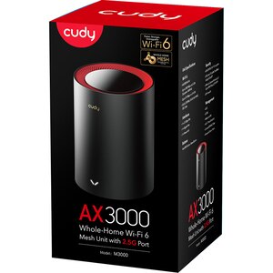 Sistem Wireless Mesh Gigabit CUDY M3000 V1 AX3000, Wi-Fi 6, Dual-Band 574 + 2402 Mbps, 1 buc, negru Sistem Wireless Mesh Gigabit CUDY M3000 V1 AX3000, Wi-Fi 6, Dual-Band 574 + 2402 Mbps, 1 buc, negru