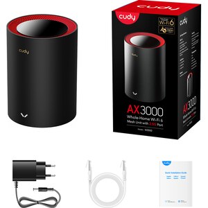 Sistem Wireless Mesh Gigabit CUDY M3000 V1 AX3000, Wi-Fi 6, Dual-Band 574 + 2402 Mbps, 1 buc, negru Sistem Wireless Mesh Gigabit CUDY M3000 V1 AX3000, Wi-Fi 6, Dual-Band 574 + 2402 Mbps, 1 buc, negru