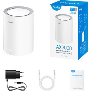 Sistem Wireless Mesh Gigabit CUDY M3000 V2 AX3000, Wi-Fi 6, Dual-Band 574 + 2402 Mbps, 1 buc, alb Sistem Wireless Mesh Gigabit CUDY M3000 V2 AX3000, Wi-Fi 6, Dual-Band 574 + 2402 Mbps, 1 buc, alb