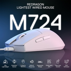 Mouse Gaming REDRAGON K1ng, 12400 dpi, alb Mouse Gaming REDRAGON K1ng, 12400 dpi, alb
