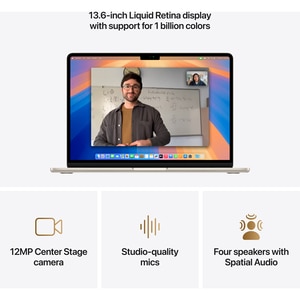 Laptop APPLE MacBook Air 13 mw103ro/a, Apple M4, 13.6" Retina Display, 16GB, SSD 512GB, 10-core GPU, macOS Sequoia, Starlight, Tastatura layout INT, Manual RO Laptop APPLE MacBook Air 13 mw103ro/a, Apple M4, 13.6" Retina Display, 16GB, SSD 512GB, 10-core GPU, macOS Sequoia, Starlight, Tastatura layout INT, Manual RO