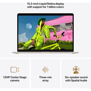 Laptop APPLE MacBook Air 15 mdvf4ro/a, Apple M5 10-core CPU, 15.3" Retina Display, 24GB, SSD 1TB, 10-core GPU, macOS Sequoia, Starlink, Tastatura layout INT Laptop APPLE MacBook Air 15 mdvf4ro/a, Apple M5 10-core CPU, 15.3" Retina Display, 24GB, SSD 1TB, 10-core GPU, macOS Sequoia, Starlink, Tastatura layout INT