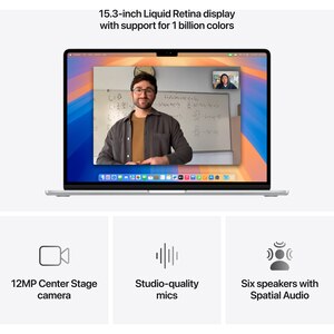 Laptop APPLE MacBook Air 15 mw1g3ro/a, Apple M4, 15.3" Retina Display, 16GB, SSD 256GB, 10-core GPU, macOS Sequoia, Silver, Tastatura layout INT, Manual RO Laptop APPLE MacBook Air 15 mw1g3ro/a, Apple M4, 15.3" Retina Display, 16GB, SSD 256GB, 10-core GPU, macOS Sequoia, Silver, Tastatura layout INT, Manual RO