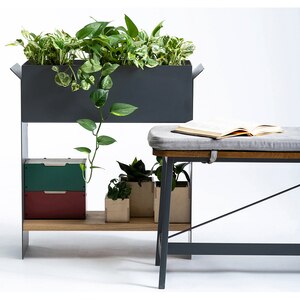 Unitate depozitare cu suport ghiveci flori SPIN Fliss, 68 x 25 x 71 cm, gri antracit Unitate depozitare cu suport ghiveci flori SPIN Fliss, 68 x 25 x 71 cm, gri antracit