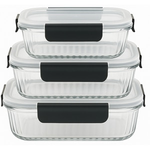 Set caserole MYRIA MC4058, 3 piese, 0.37- 1.05l, sticla, transparent Set caserole MYRIA MC4058, 3 piese, 0.37- 1.05l, sticla, transparent