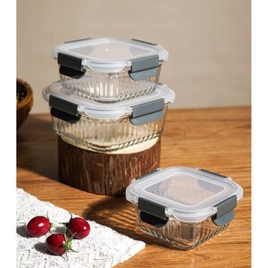 Set caserole MYRIA MC4059, 3 piese, 0.31 - 0.8l, sticla, transparent Set caserole MYRIA MC4059, 3 piese, 0.31 - 0.8l, sticla, transparent