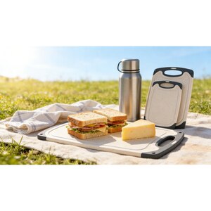 Set tocatoare cu suport MYRIA MC4071, 3 buc, plastic, bej Set tocatoare cu suport MYRIA MC4071, 3 buc, plastic, bej