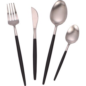 Set tacamuri MYRIA MC4090, 24 piese, inox, argintiu-negru Set tacamuri MYRIA MC4090, 24 piese, inox, argintiu-negru