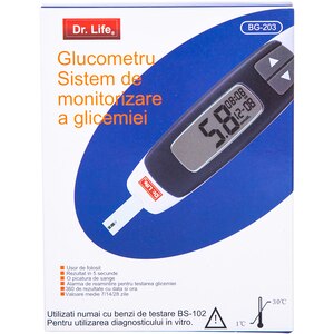 Glucometru DR. LIFE BG203, 10 ace, 480 memorii, negru Glucometru DR. LIFE BG203, 10 ace, 480 memorii, negru