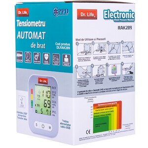 Tensiometru digital de brat DR. LIFE DLRAK289, 2 utilizatori x 99 memorii, alb Tensiometru digital de brat DR. LIFE DLRAK289, 2 utilizatori x 99 memorii, alb