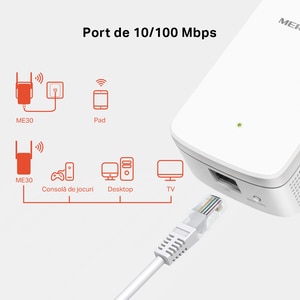 Wireless Range Extender MERCUSYS ME30 AC1200, Dual Band 300 + 867 Mbps, alb Wireless Range Extender MERCUSYS ME30 AC1200, Dual Band 300 + 867 Mbps, alb