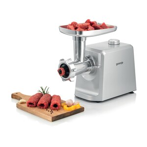 Masina de tocat carne GORENJE MG2502SJX, 2.4kg/min, 2500W, accesoriu carnati/suc de rosii/biscuiti, argintiu-alb Masina de tocat carne GORENJE MG2502SJX, 2.4kg/min, 2500W, accesoriu carnati/suc de rosii/biscuiti, argintiu-alb