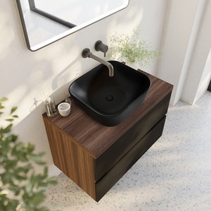 Lavoar SAVINIDUE Easy, ceramica, 39 x 39 x 14 cm, negru mat Lavoar SAVINIDUE Easy, ceramica, 39 x 39 x 14 cm, negru mat