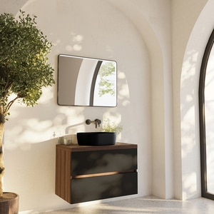Lavoar SAVINIDUE Easy, ceramica, 39 x 39 x 14 cm, negru mat Lavoar SAVINIDUE Easy, ceramica, 39 x 39 x 14 cm, negru mat