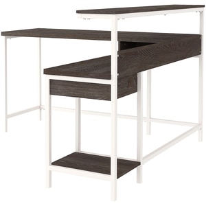 Birou Dorrinson, 140 x 140 x 99 cm, alb-grej Birou Dorrinson, 140 x 140 x 99 cm, alb-grej