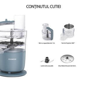 Robot de bucatarie KENWOOD MultiPro Go 0W22010102, vas 1.3l, 650W, 2 trepte viteza, albastru Robot de bucatarie KENWOOD MultiPro Go 0W22010102, vas 1.3l, 650W, 2 trepte viteza, albastru