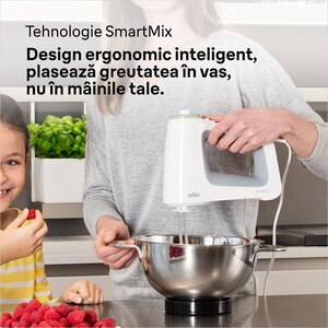 Mixer de mana BRAUN HM5100WH, 750W, 9 trepte viteza, alb-gri Mixer de mana BRAUN HM5100WH, 750W, 9 trepte viteza, alb-gri