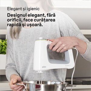 Mixer de mana BRAUN HM5100WH, 750W, 9 trepte viteza, alb-gri Mixer de mana BRAUN HM5100WH, 750W, 9 trepte viteza, alb-gri