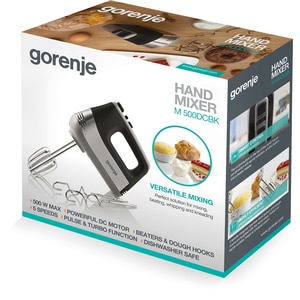 Mixer de mana GORENJE M500DCBK, 500W, 5 trepte viteza, argintiu-negru Mixer de mana GORENJE M500DCBK, 500W, 5 trepte viteza, argintiu-negru