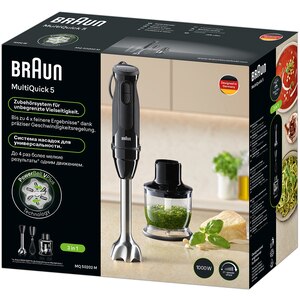 Mixer vertical BRAUN MQ50202M, 0.6l, 1000W, 21 trepte viteza, negru Mixer vertical BRAUN MQ50202M, 0.6l, 1000W, 21 trepte viteza, negru