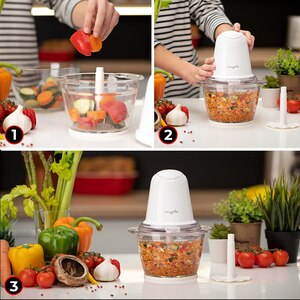 Mini tocator MYRIA MY4069, 1l, 500W, 2 trepte viteza, alb Mini tocator MYRIA MY4069, 1l, 500W, 2 trepte viteza, alb