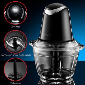 Mini tocator MYRIA MY4069BK, 1l, 500W, 2 trepte viteza, negru Mini tocator MYRIA MY4069BK, 1l, 500W, 2 trepte viteza, negru